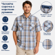Чоловіча сорочка Gold Golf Man в клітку зі 100% бавовни з коротким рукавом, XXXL, Блакитний з бежевим