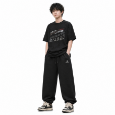 Штани спортивні XIN.QD джогери baggy для хлопчика 10-15 років широкі з манжетом,Чорний, 158