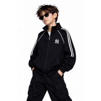 Зип худи для хлопчика oversize KBYG на блискавці без капюшона комір стійка щільне,Чорний, 146