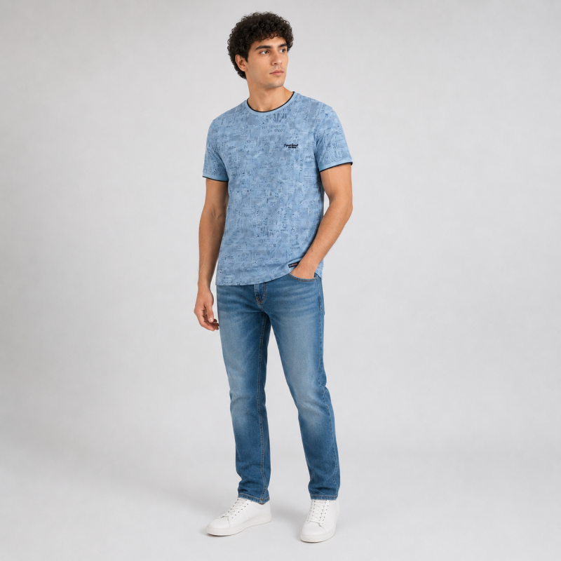 Футболка чоловіча Red-Down 2XL-5XL — великі розміри, 95% бавовна 5% еластан,XXL,Пильно-блакитний