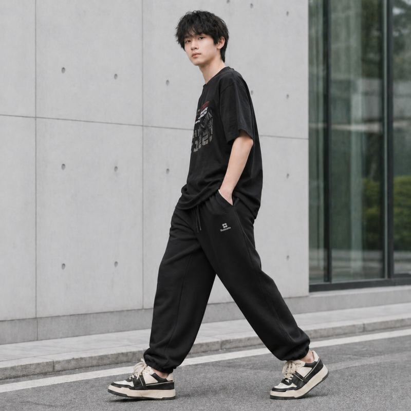 Штани спортивні XIN.QD джогери baggy для хлопчика 10-15 років широкі з манжетом,Чорний, 140