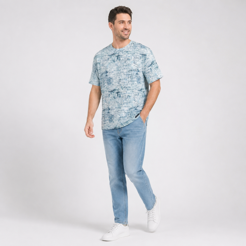 Футболка чоловіча Red-Down 6XL-9XL марлевка - великі розміри, повномірна посадка, 9XL, Білий із зеленим