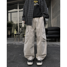 Широкі джинси карго AMXK для хлопчика підлітка baggy 12-17 років, Пісочний 170