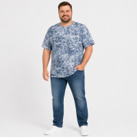 Чоловічі футболки Red-Down великих розмірів 6XL-9XL — марлевка, вільний крій, 7XL, Білий з синім