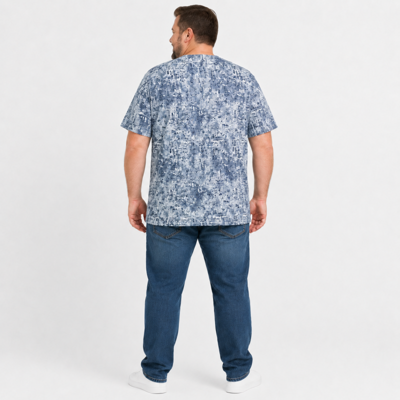 Чоловічі футболки Red-Down великих розмірів 6XL-9XL — марлевка, вільний крій, 7XL, Білий з синім