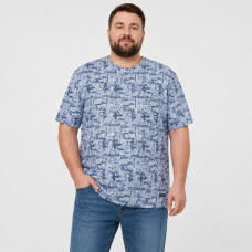 Футболка чоловіча Red-Down 6XL-9XL марлевка - великі розміри, повномірна посадка, 8XL, Білий з синім