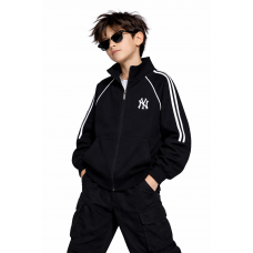 Зип худи для хлопчика oversize KBYG на блискавці без капюшона комір стійка щільне,Чорний, 128