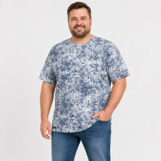Чоловічі футболки Red-Down великих розмірів 6XL-9XL — марлевка, вільний крій, 9XL, Білий з синім