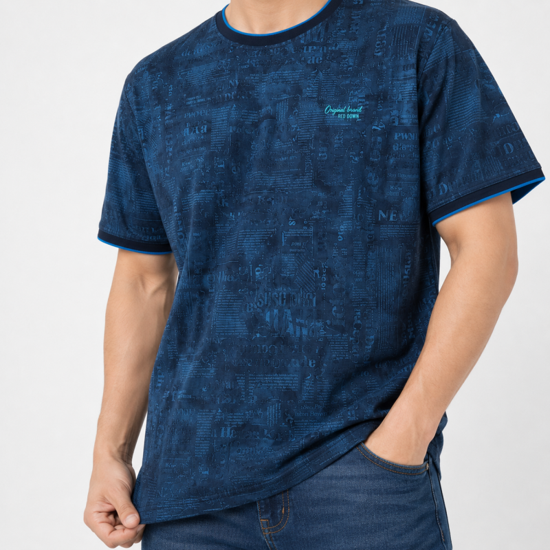 Футболка чоловіча Red-Down 2XL-5XL - великі розміри, 95% бавовна 5% еластан, 4XL, Темно-синій