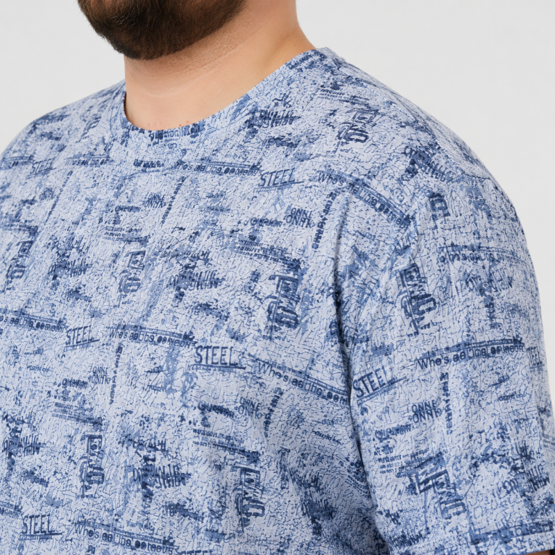Футболка чоловіча Red-Down 6XL-9XL марлевка - великі розміри, повномірна посадка, 6XL, Білий з синім
