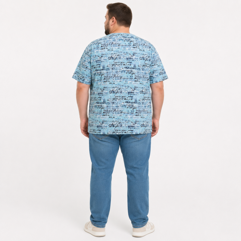 Футболка чоловіча Cracow марлевка 6XL-9XL - великі розміри, вільний крій, 9XL, Бірюзовий