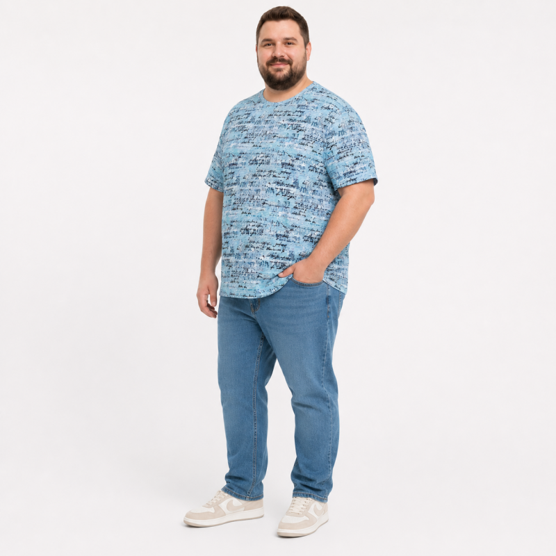 Футболка чоловіча Cracow марлевка 6XL-9XL - великі розміри, вільний крій, 8XL, Бірюзовий