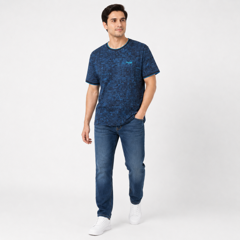 Футболка чоловіча Red-Down 2XL-5XL - великі розміри, 95% бавовна 5% еластан,XXL,Темно-синій