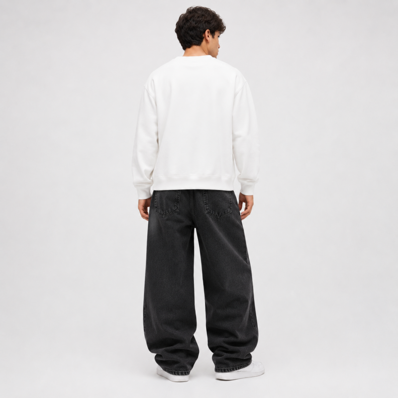Чоловічі джинси baggy John Lucca широкі прямі streetwear оверсайз із щільного деніму 100% бавовна, 29 Чорний