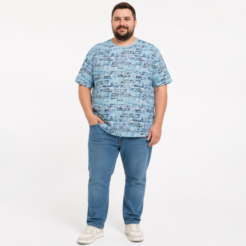 Футболка чоловіча Cracow марлевка 6XL-9XL - великі розміри, вільний крій, 7XL, Бірюзовий
