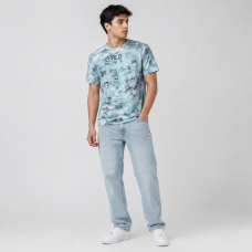Футболка чоловіча CRACOW літня марлевка з принтом M-XXL,M,Бірюзовий