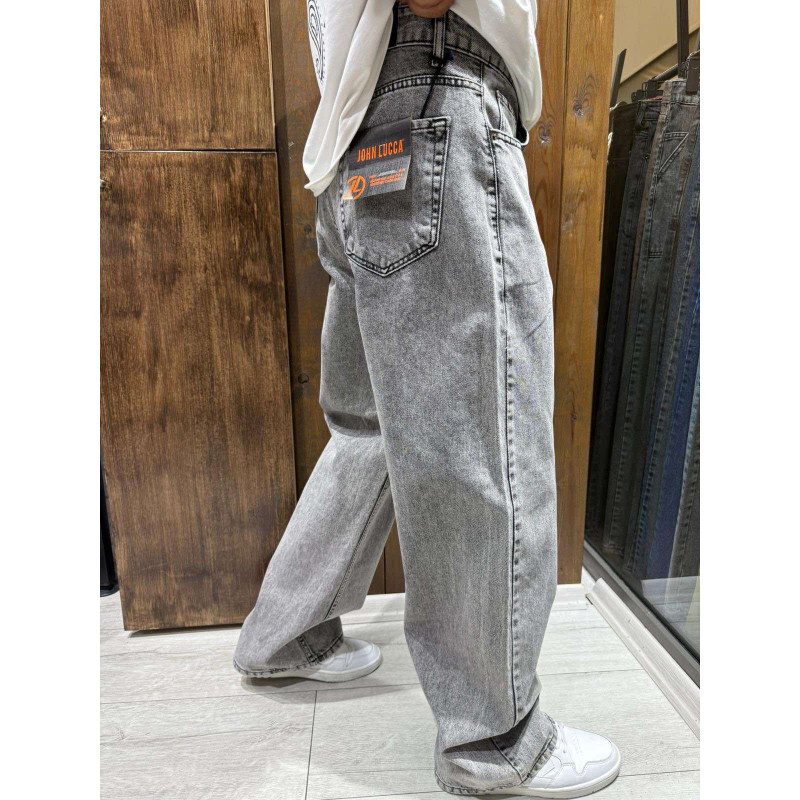 Чоловічі джинси baggy John Lucca широкі прямі streetwear оверсайз із щільного деніму 100% бавовна,29 Світло-сірий
