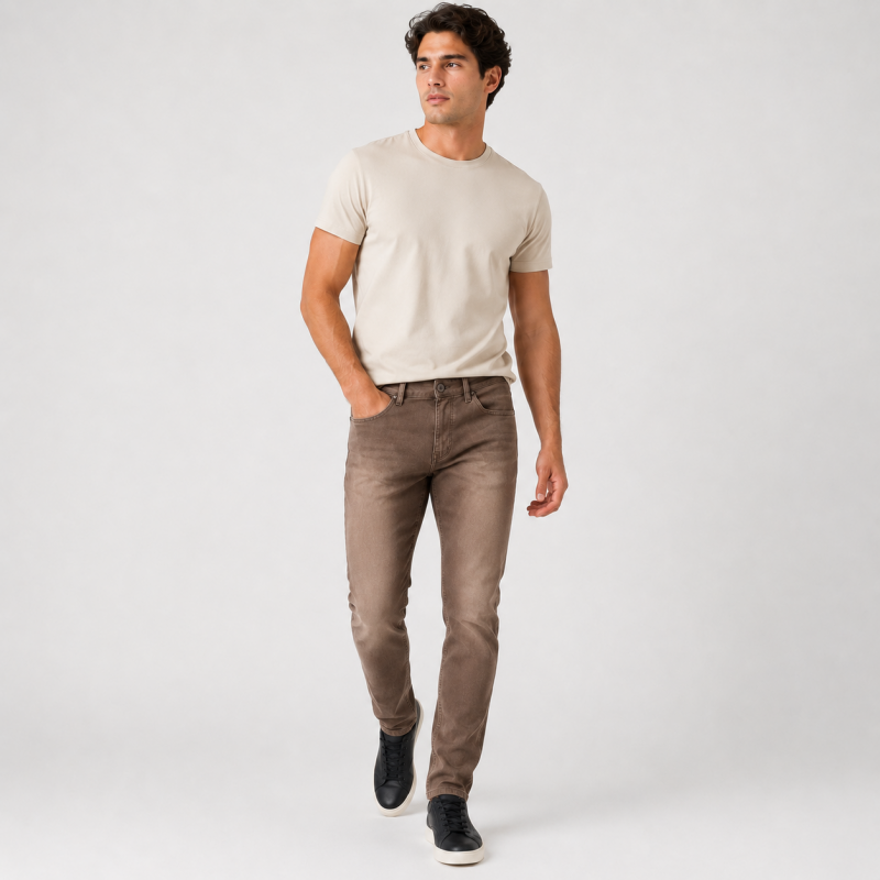 Чоловічі джинси CDEVOIR slim fit звужені, 34, Коричневий
