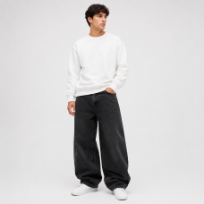 Чоловічі джинси baggy John Lucca широкі прямі streetwear оверсайз із щільного деніму 100% бавовна, 32 Чорний