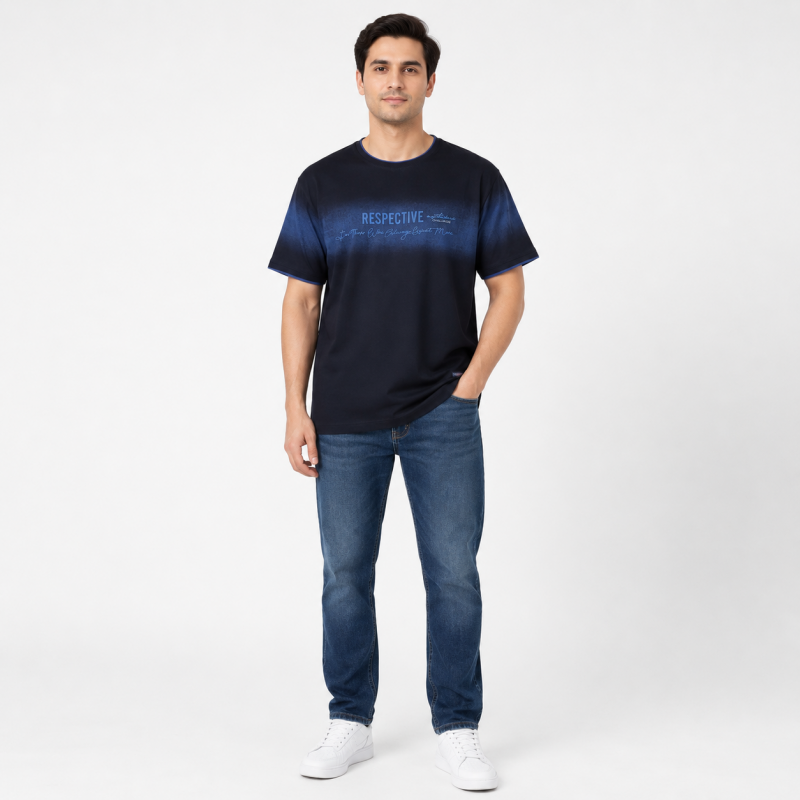 Футболка чоловіча Red-Down 2XL-5XL з манжетом - великі розміри, 95% бавовна 5% еластан,XXXL,Чорний