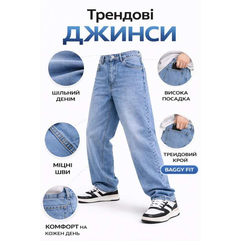 Широкі джинси Willmen баггі для хлопчика-підлітка,29