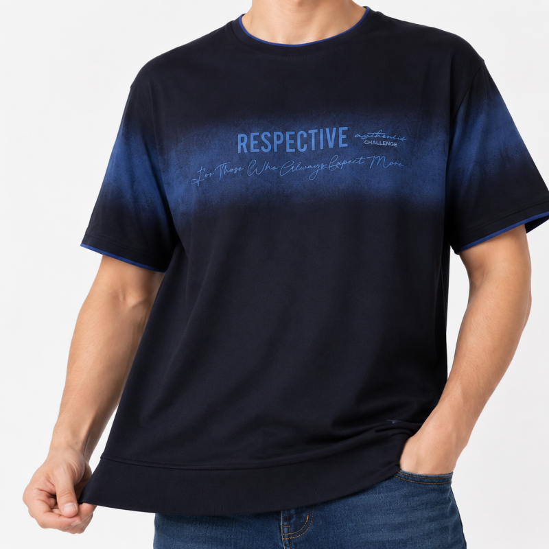 Футболка чоловіча Red-Down 2XL-5XL з манжетом - великі розміри, 95% бавовна 5% еластан,4XL,Чорний