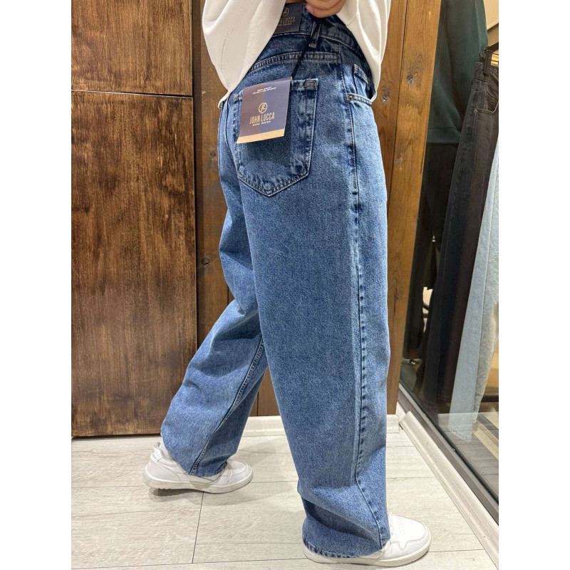 Чоловічі джинси baggy John Lucca широкі прямі streetwear оверсайз із щільного деніму 100% бавовна,30 Синій