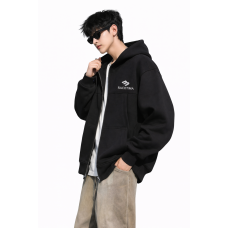 Зип худи для хлопчика oversize підліткове на блискавці щільне з капюшоном JP, Чорний, 140