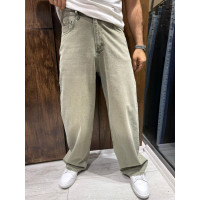 Чоловічі джинси baggy John Lucca широкі прямі streetwear оверсайз із щільного деніму 100% бавовна,28 Оливковий