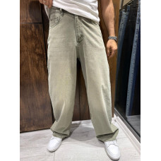 Чоловічі джинси baggy John Lucca широкі прямі streetwear оверсайз із щільного деніму 100% бавовна,28 Оливковий