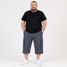 Бриджі чоловічі Sport великі розміри 2XL-6XL карго в клітинку,Чорний, 4XL