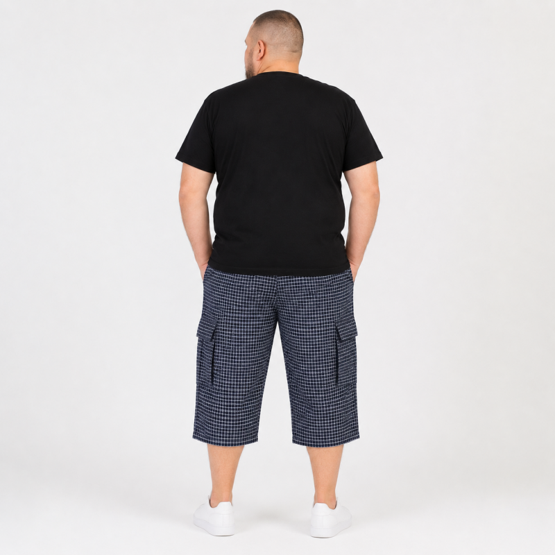 Бриджі чоловічі Sport великі розміри 2XL-6XL карго в клітинку,Чорний, 4XL