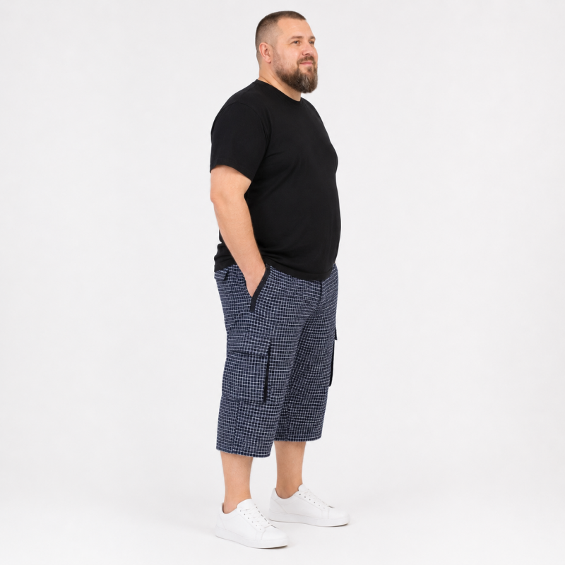 Бриджі чоловічі Sport великі розміри 2XL-6XL карго в клітинку,Чорний, 4XL