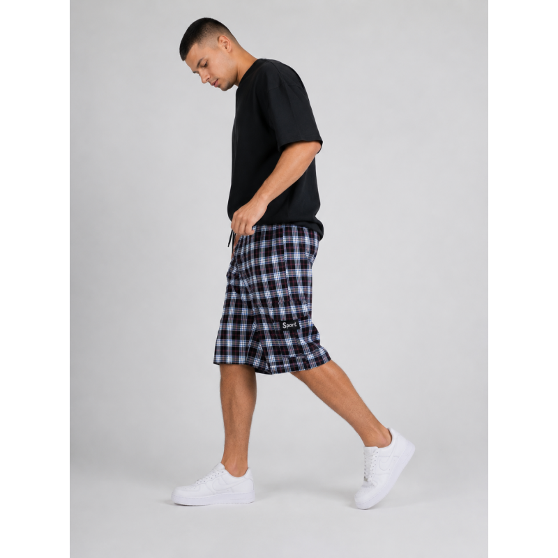 Чоловічі бриджі Sport в клітинку XL-5XL - легкі шорти з карго кишенею,Білий з коричневим, 4XL