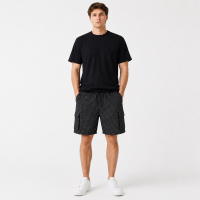 Шорти чоловічі Sport в клітинку 2XL-6XL — літні карго шорти на резинці,Чорний, XXXL