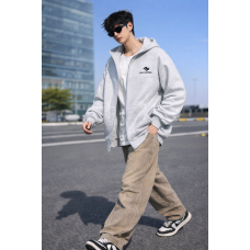 Зип худи для хлопчика oversize підліткове на блискавці щільне з капюшоном JP, Світло-сірий, 164