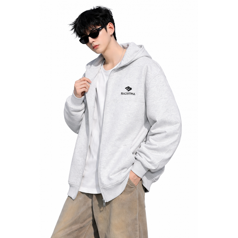 Зип худи для хлопчика oversize підліткове на блискавці щільне з капюшоном JP, Світло-сірий, 164