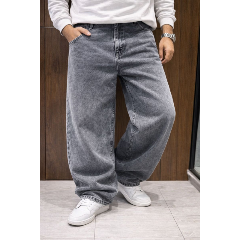 Чоловічі джинси baggy John Lucca широкі прямі streetwear оверсайз із щільного деніму 100% бавовна,29 Сірий