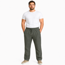 Штани Lonn чоловічі лляні XL-6XL літні рівні на резинці, XL, Хакі