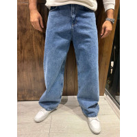 Чоловічі джинси baggy John Lucca широкі прямі streetwear оверсайз із щільного деніму 100% бавовна,36 Синій