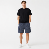 Шорти чоловічі Sport в клітинку 2XL-6XL - літні карго шорти на резинці,Синій, 6XL