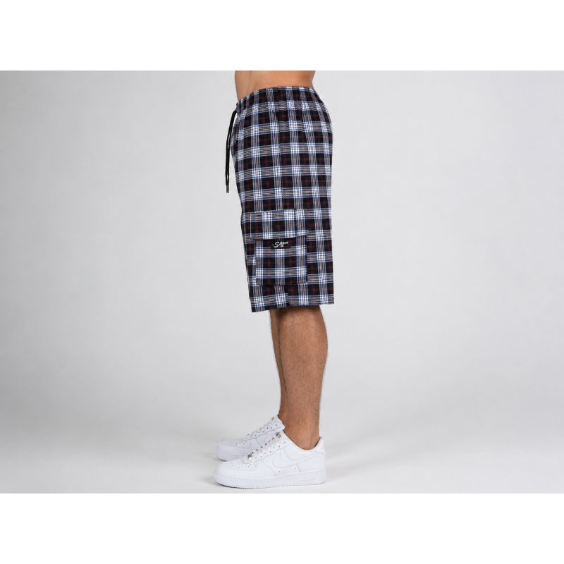 Чоловічі бриджі Sport в клітинку XL-5XL - легкі шорти з карго кишенею,Білий з коричневим, 5XL
