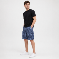 Шорти чоловічі Sport в клітинку 2XL-6XL — літні карго шорти на резинці, Синій з блакитним, 6XL