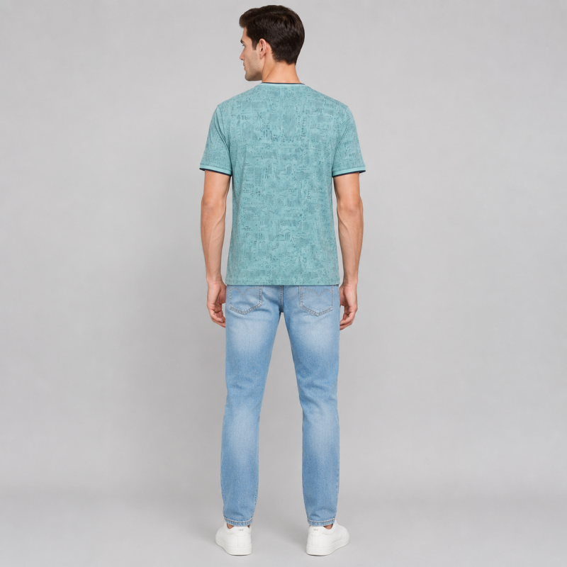 Футболка чоловіча Red-Down 2XL-5XL - великі розміри, 95% бавовна 5% еластан,XXL,Бірюзовий