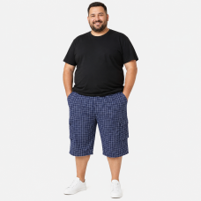 Бриджі чоловічі Sport великі розміри 2XL-6XL карго в клітку, Темно-синій, 5XL