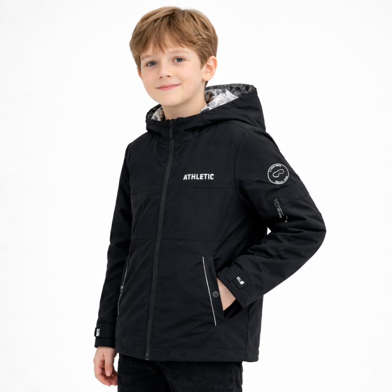 Куртка двостороння дитяча Happy House для хлопчика 5-14 років демісезонна легка водовідштовхувальна,Чорний, 158
