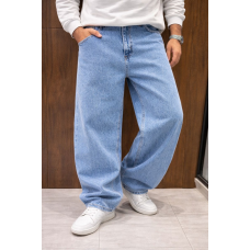 Чоловічі джинси baggy John Lucca широкі прямі streetwear оверсайз із щільного деніму 100% бавовна,28 Блакитний