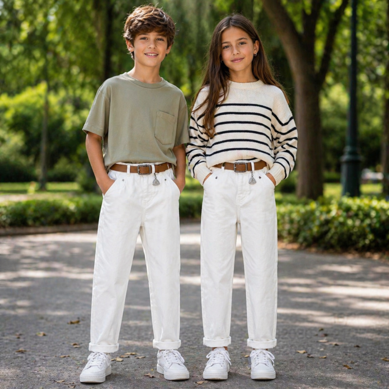 Джинси mom DDXP-Kids для хлопчиків та дівчаток 10-17 років тонкі літні на резинці, Білий, 134