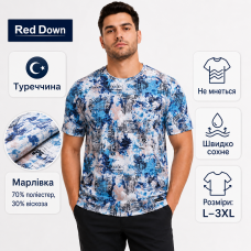 Футболка чоловіча Red Down марлевка швидкосохнуча з принтом L-3XL,XXXL,Білий з бірюзовим