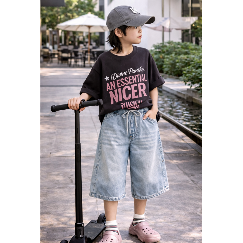 Джинсові шорти для хлопчика баггі Banzai X широкі підліткові на літній гумці, 158, Блакитний